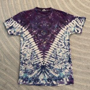 Vintage 90s Liquid Blue Tie-Dye Space Galaxy Short Sleeve Shirt - S